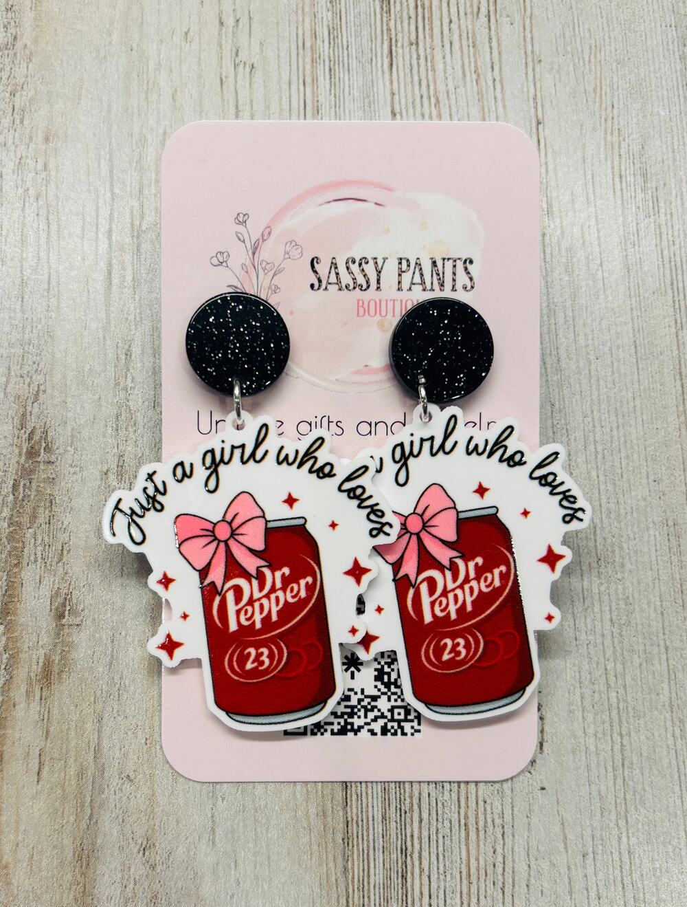 Just a Girl Who Loves Dr. Pepper Earrings NEW